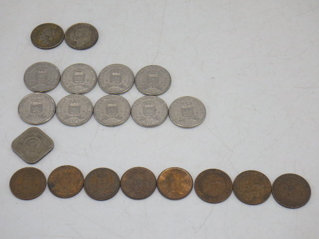 h4B058Z- オランダ領 キュラソー 1944 1947年 1/4ギルダー銀貨/アンティル諸島 1.5.25セント 計20枚 旧硬貨