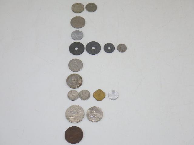 h4B059Z- ポルトガル領モザンビーク/ベルギー領コンゴ/カンボジア/仏領インドシナ 西アフリカ/ブルネイ/英海峡植民地 旧硬貨計17枚
