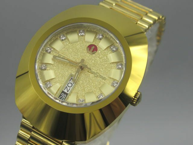 ■稼働 美品 RADO DIASTAR ラドー ダイヤスター 648.0413.3 自動巻き ゴールド系 11Pダイヤ 腕時計 メンズ 男性用 カットガラス 