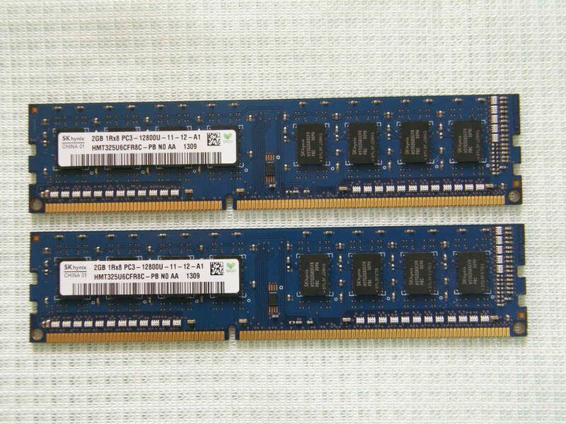 ◆ SKhynix製メモリー 2GB×2枚 / PC3-12800U / DDR3-1600 (デスクトップ用)
