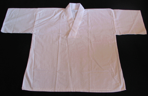 ◇　Ｖネック　筒袖　白半襦袢　(綿) 　白衿　御仕事着、作務衣の下　Ｍサイズ