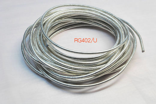 超高品位な同軸ケーブル, 315cm , RG402/U規格 （仕上外径 3.6mm）, 低損失・超耐熱：銀メッキ, セミフレキシブル