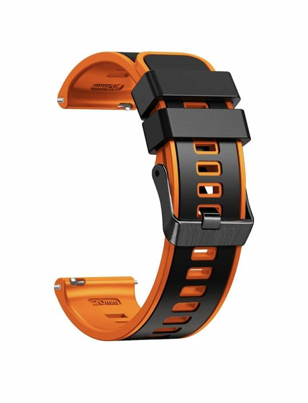 腕時計バンド 18mm 20mm 22mm 2層カラーシリコン製腕時計バンド 防水ベルト 工具が要らない　高品質　オレンジ