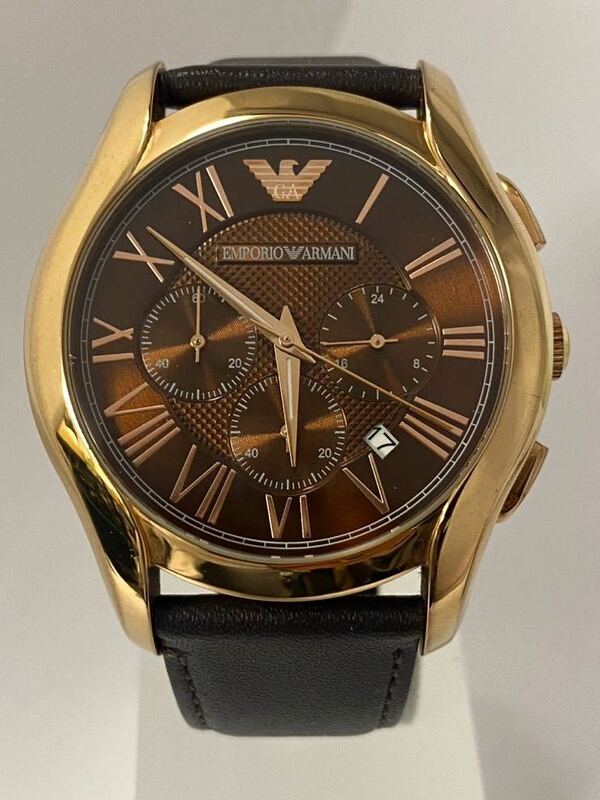 数回・極美品　定価4.2万　EMPORIO ARMANI エンポリオアルマーニ　クロノグラフ　AR1701　腕時計　箱