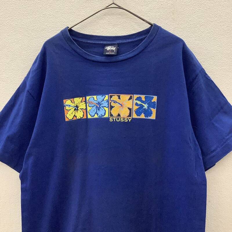 OLD STUSSY オールドステューシー 90s 半袖 Tシャツ USA製 ブルー ビンテージ 古着 size L 75915