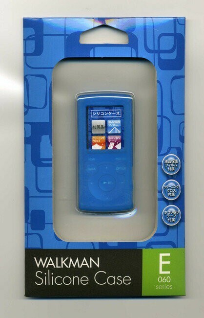 イーサプライズ　Walkman ウォークマン E060シリーズ用 シリコン ケース ブルー（液晶保護フィルム、クロス付属）ESWME060CA(BL)