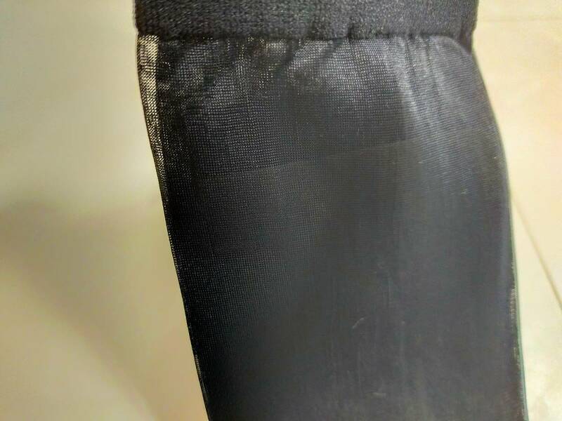 BK 極薄ナイロン　ソックス　シースルーストッキング　ハイゲージ　高級靴下　光沢ブラック　黒　昭和レトロ