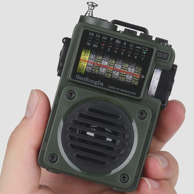 送料無料★HanRongDa Bluetoothスピーカー小型BCLラジオMicroSDカード対応 FM/AM/短波/ワイドFM