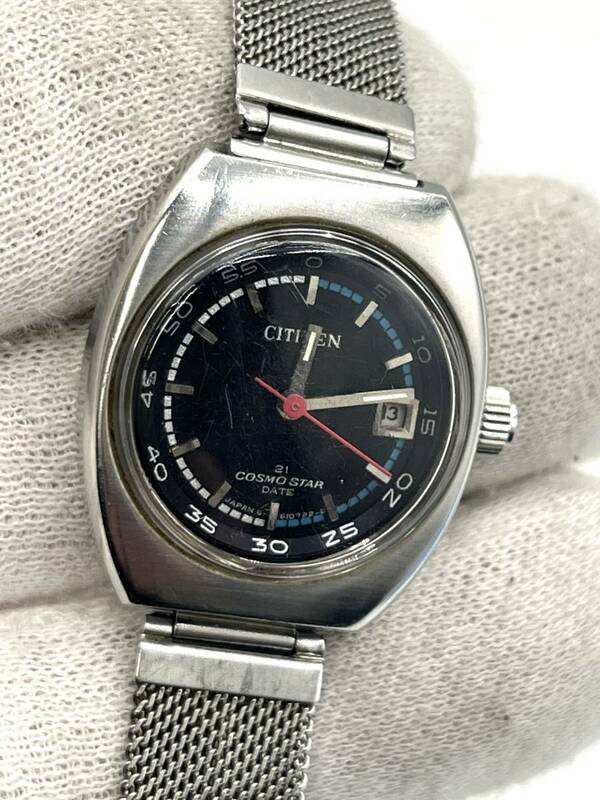 【稼働〇】CITIZEN シチズン　COSMOSTAR デイト 4-610393 レディース腕時計 手巻き　ケース幅2.2　