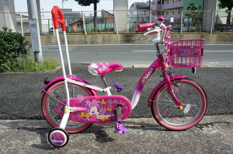 ミニーマウス ポッピンリボン16インチ　ピンク　自転車