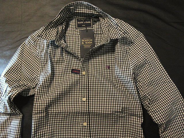 本物正規◆SCOTCH&SODA スコッチ＆ソーダ◆長袖シャツ/ストレッチ■M■黒白■新品■ギンガムチェック/152152