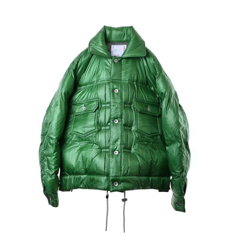 美品 Sacai リップストップ パテッド ジャケット 1 グリーン サカイ KL4BUS2L20