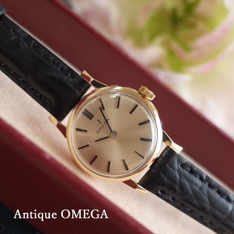 オメガ 70's アンティークウォッチ YG (K18) 新品革ベルト レディース 手巻 腕時計 OMEGA OH済1年保証