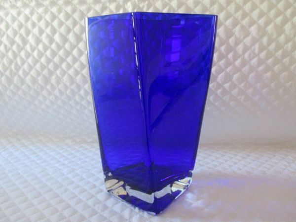 L2568【ガラス花瓶】青・ブルー系/USED