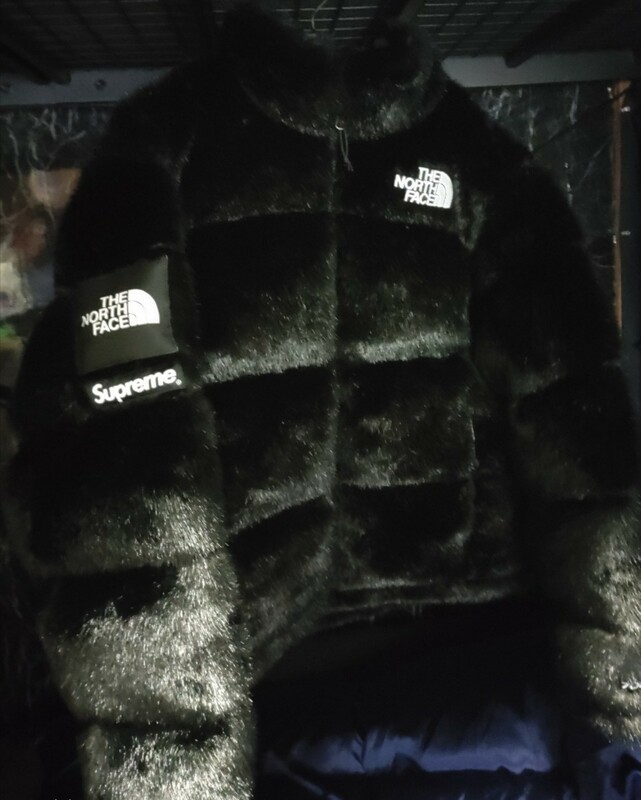 美品 Supreme Faux Fur Nuptse Jacket S ダウンジャケット シュプリーム ノースフェイス ブラック 黒 