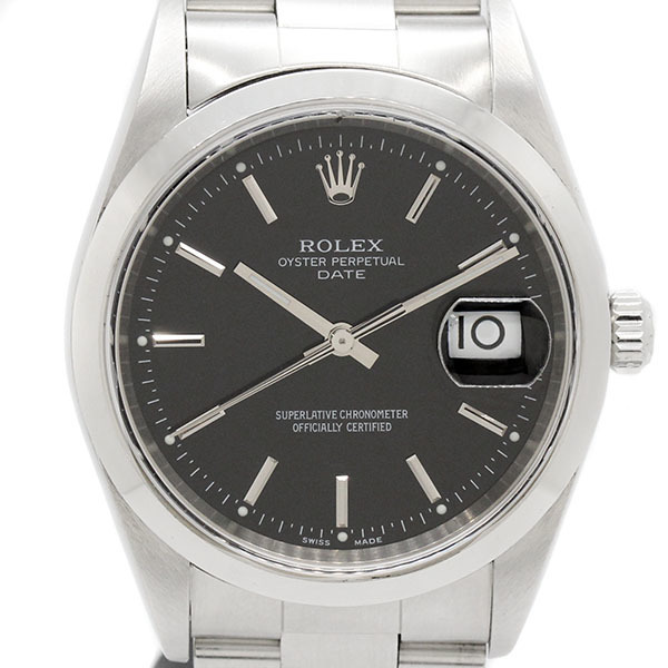 ロレックス ROLEX オイスター パーペチュアル デイト 15200 ブラック文字盤 P番 SS メンズ腕時計 自動巻き 34mm