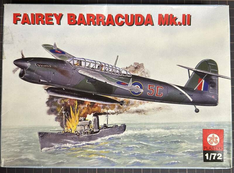 【未組立・箱イタミ】『FAIREY BARRACUDA Mk Ⅱ』イギリス空軍艦上雷撃機「バラクーダ Mk Ⅱ」ZTS PLASTYK　1/72スケール