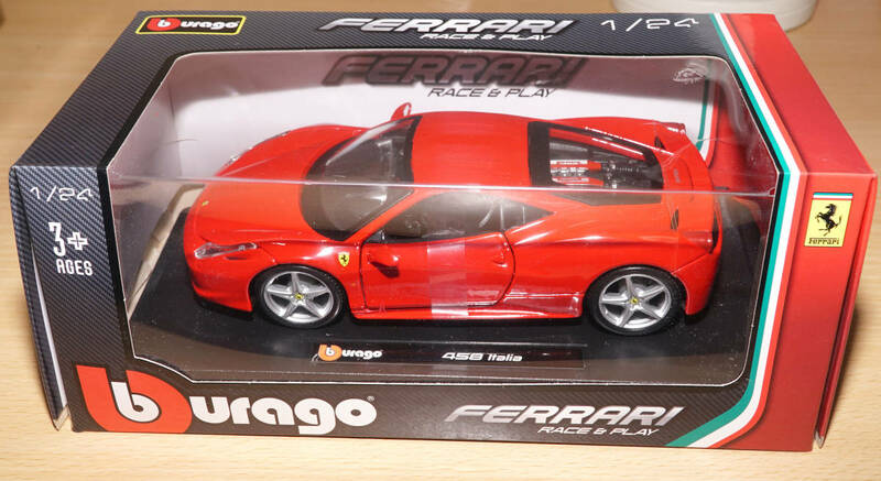 1/24 フェラーリ Ferrari 458 イタリア Italia レッド ダイキャスト完成品 ミニカー 送料無料 未使用 FERRARI Race & PLAY