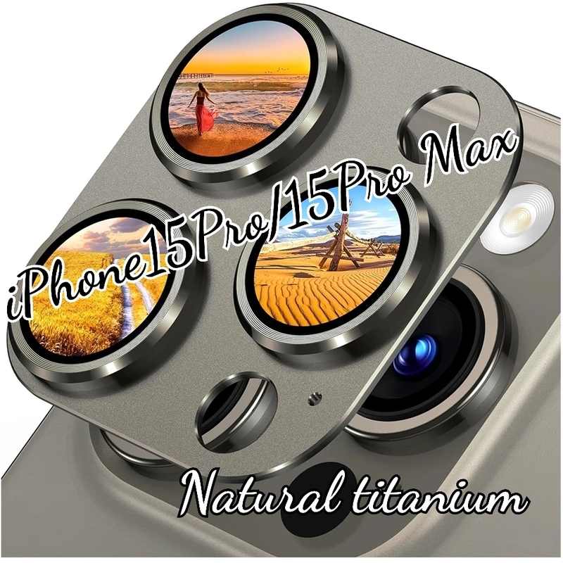 iPhone15Pro/15Pro Max　カメラ レンズ 保護カバー ナチュラルチタニウム　アルミ　全7カラー