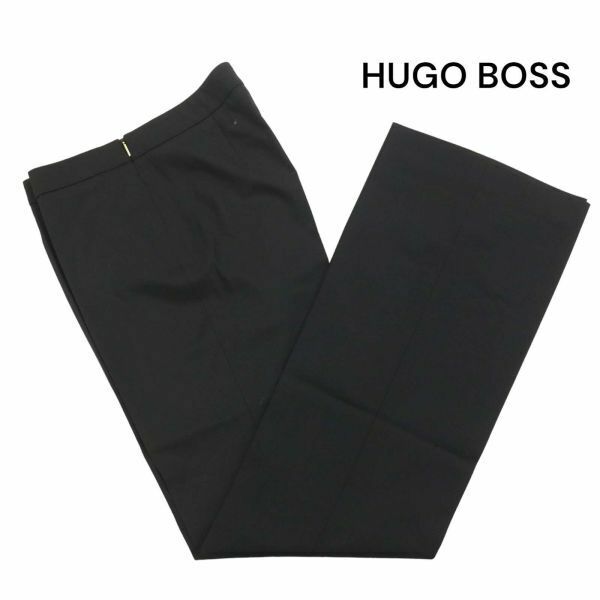 【新品 未使用】 HUGO BOSS ヒューゴボス 通年 フレア♪ ブーツカット スラックス パンツ Sz.36A　レディース 黒　K4B00161_2#P