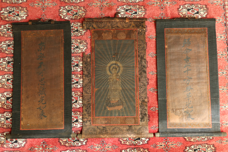 桃山江戸期　阿弥陀如来 掛軸 3幅対　仏教美術 仏像 菩薩如来 護符 浄土宗