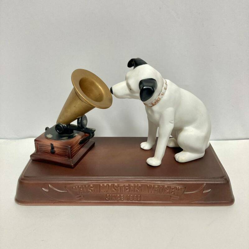 ニッパー犬 蓄音機 陶器 置物 HIS MASTERS VOICE 1889 台付き 