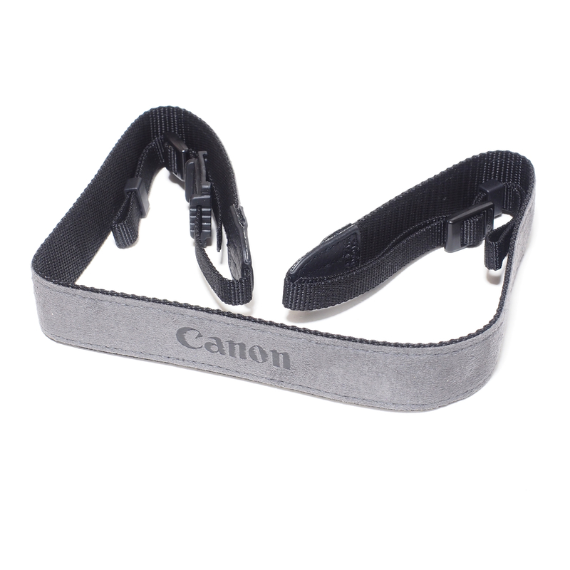 ★ ほぼ未使用 ★ Canon キャノン 純正ストラップ グレー(灰色)×ブラック(黒) スウェード調