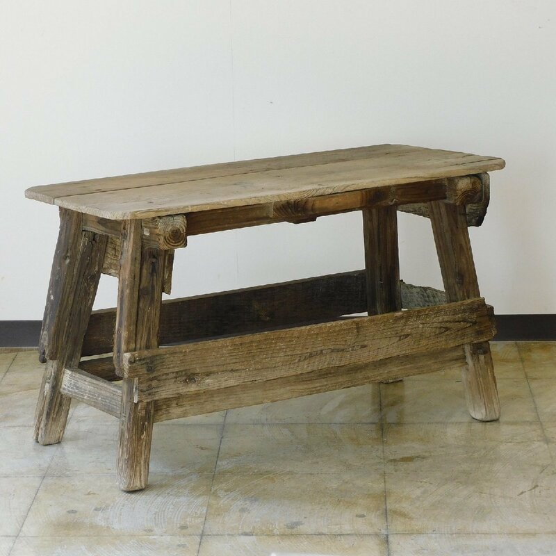ふるい木味のベンチ HK-a-03394 / 腰掛け 展示台 椅子 スツール 陳列台 無垢材 アンティーク 家具
