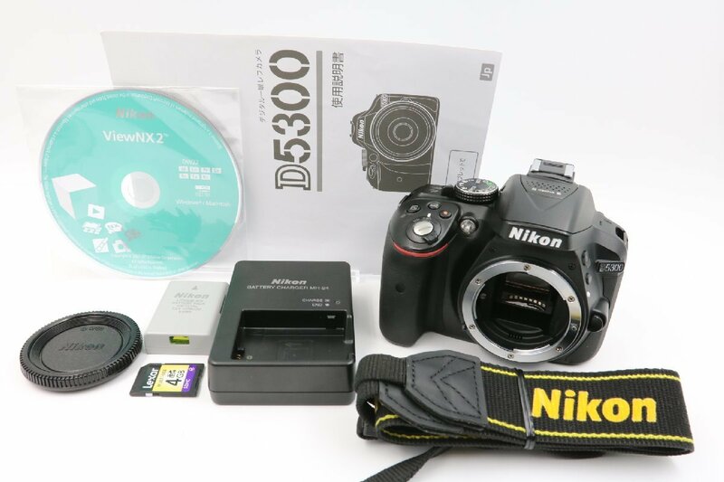 【動作保証】 Nikon ニコン D5300 ボディ デジタル 一眼レフ カメラ 純正 ストラップ 取説 CD-ROM 純正 バッテリー 充電器 SDカード