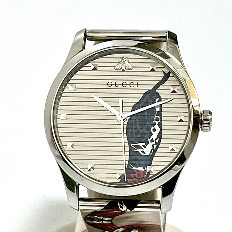 グッチ 【GUCCI】126.4 /YA1264123 Gタイムレス キングスネーク クオーツ シルバー SS 腕時計 約38mm メンズ