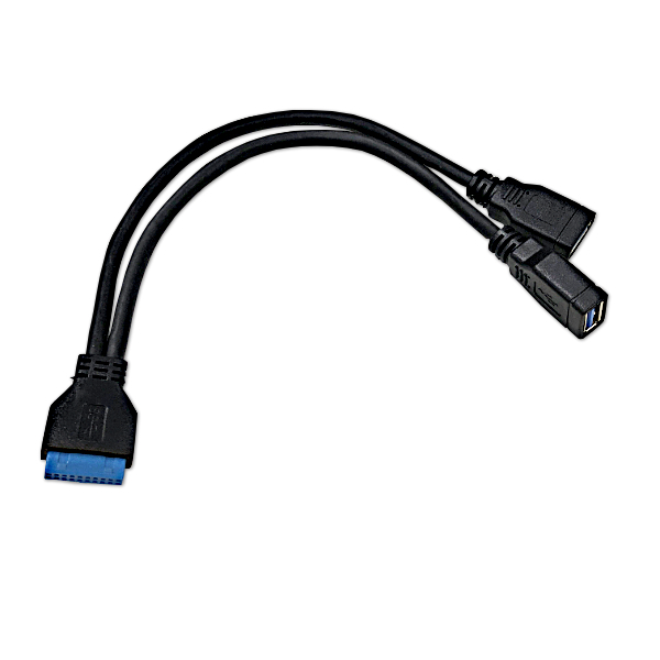 【C0102】USB3.0 ヘッダ 20ピン to USB-A 変換ケーブル　マザーボードの USB 3.0 ヘッダを USB-Ａ ポートｘ2に変換