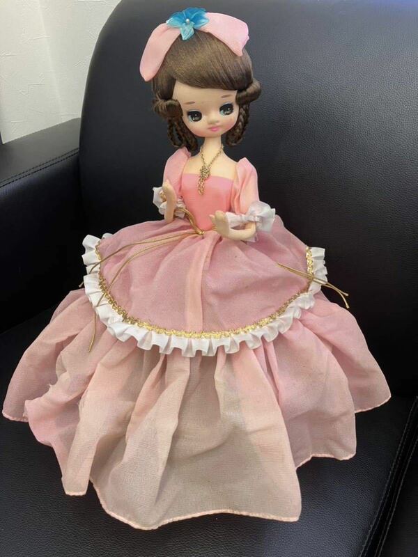 昭和レトロ 当時物 レトロポーズ人形 ファッションドール ピンクドレス アンティーク 高さ:39cm
