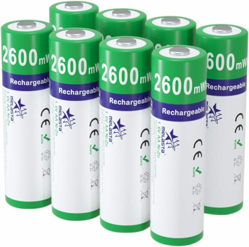 単品（充電器なし） 【1.6V 高電圧】Melasta 単3形充電池 充電式 ニッケル亜鉛 Ni-Zn充電池 8本入り(2600m