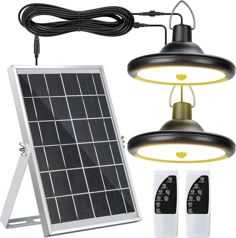 暖かい光*2 Aokson 分離型 2灯ソーラーライト ペンダントライト センサーライト 4つ知能モード 太陽光発電 人感センサー