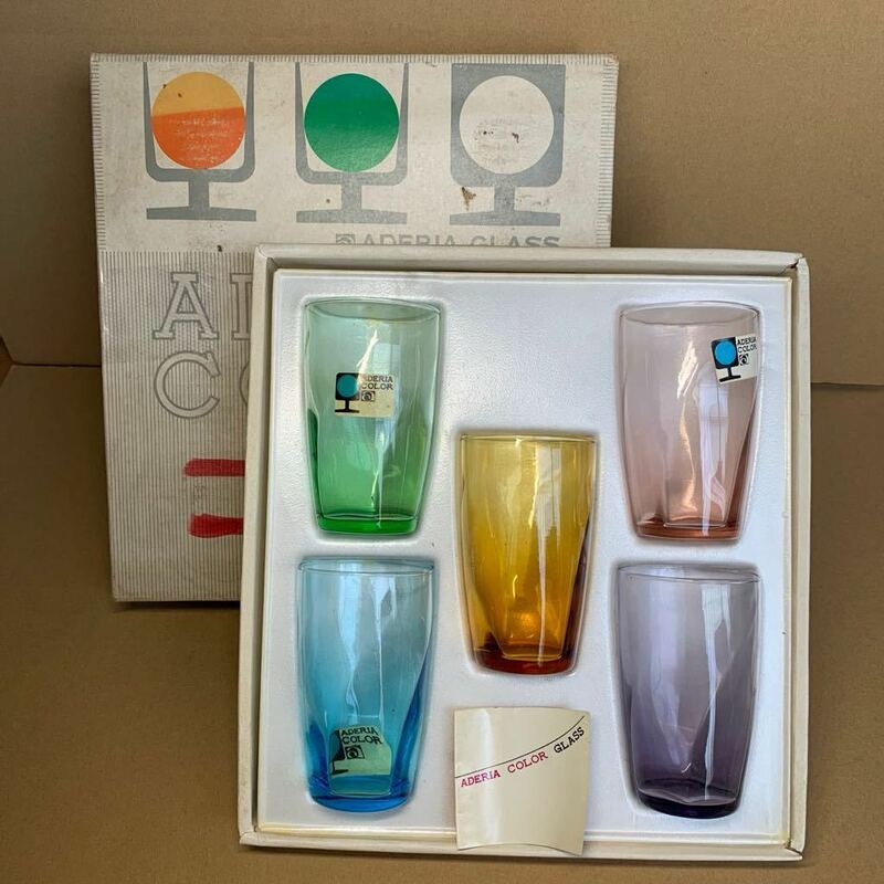 昭和レトロ　ADERIA GLASS　アデリアカラーグラス　タンブラー グラス　5客セット　アデリアグラス