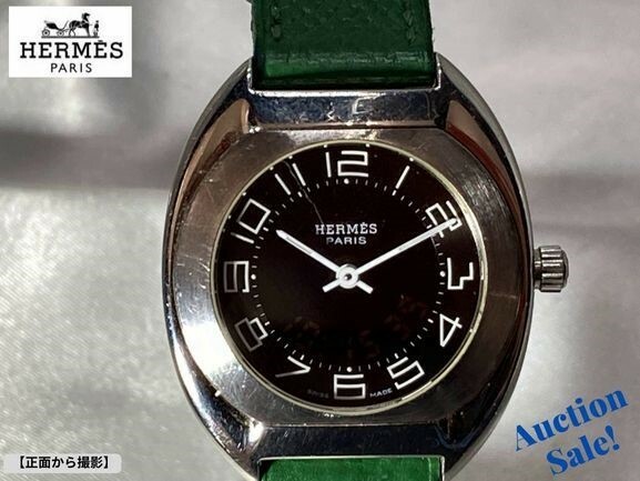 【可動品】HERMES エルメス エスパス クォーツ 腕時計 文字盤/ブラック 1449465 ES1.210 レディース