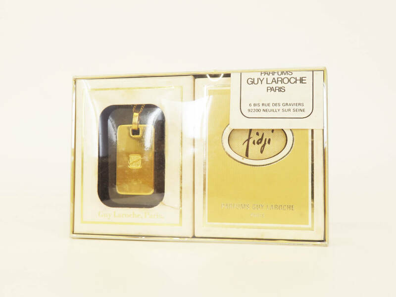 13787 新品未使用 Guy Laroche ギラロッシュ 18K 金メッキ プレート ゴールド ネックレス Fidji フィジー 香水 パフューム 7ml 2点 セット