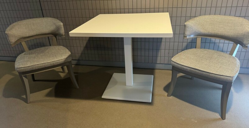 イタリア　emu / エミュー 「ROUND SQUARE TABLE スクエア テーブル」ガーデンテーブル　　メルカート アームチェア・木製椅子2脚