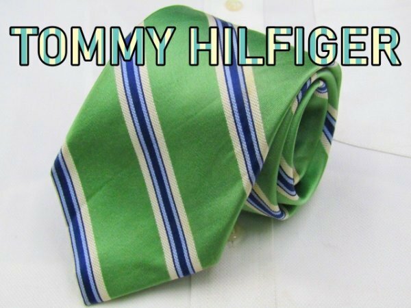 【トミーヒルフィガー】 OB 819 トミーヒルフィガー TOMMY HILFIGER ネクタイ 緑 紺系 ストライプ ジャガード