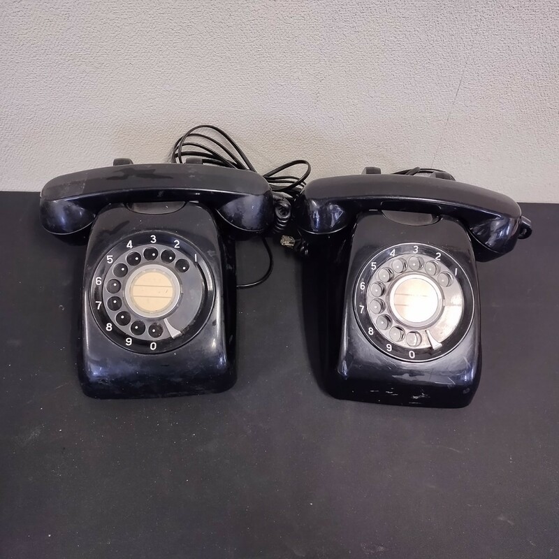 NR901 黒電話 昭和レトロ 電話機 ダイヤル式電話 インテリア 電話 日本電信電話公社 NTT 2点セット 600-A2型