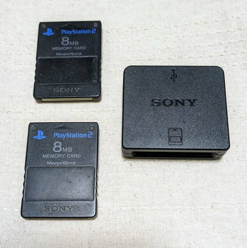 SONY 純正 PS3 PS2 メモリーカードアダプタ USB PS2メモリーカード 2枚セット