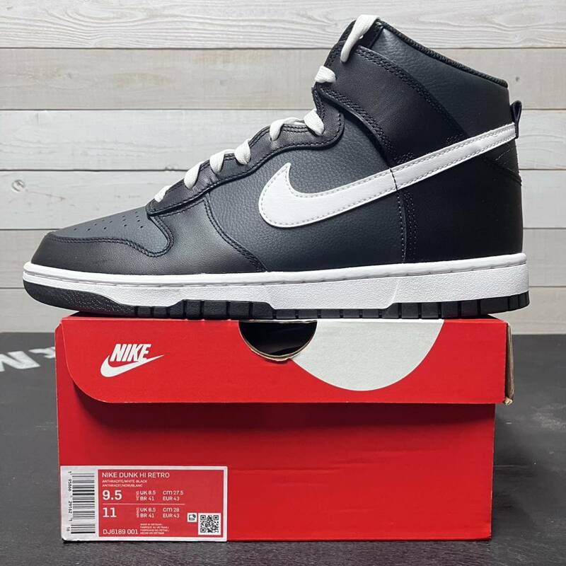 27.5cm NIKE DUNK HIGH HI RETRO DJ6189-001 ナイキ ダンク ハイカット ハイ BLACK WHITE ブラック ホワイト