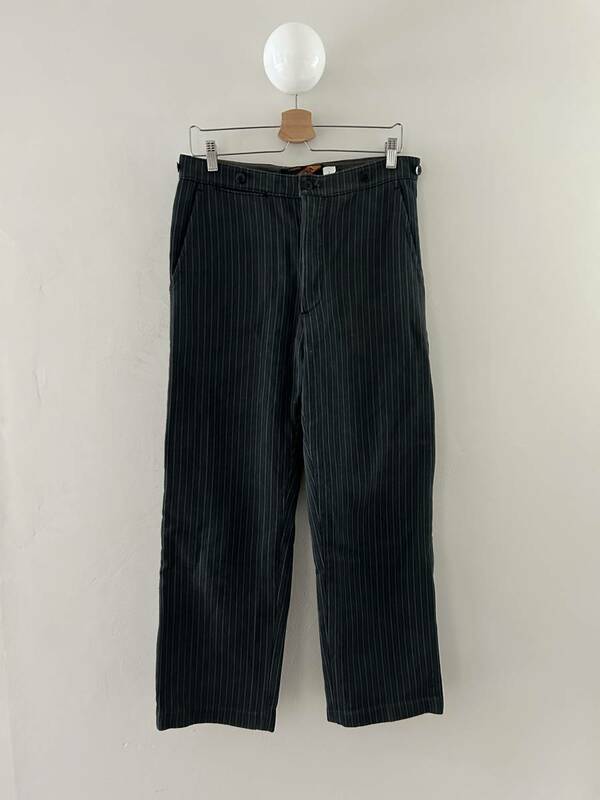 French Vintage 1950s Cotton Pants VIGENNA サイズ:30~32インチ想定（表記なし）　色:Grey Blue Striped