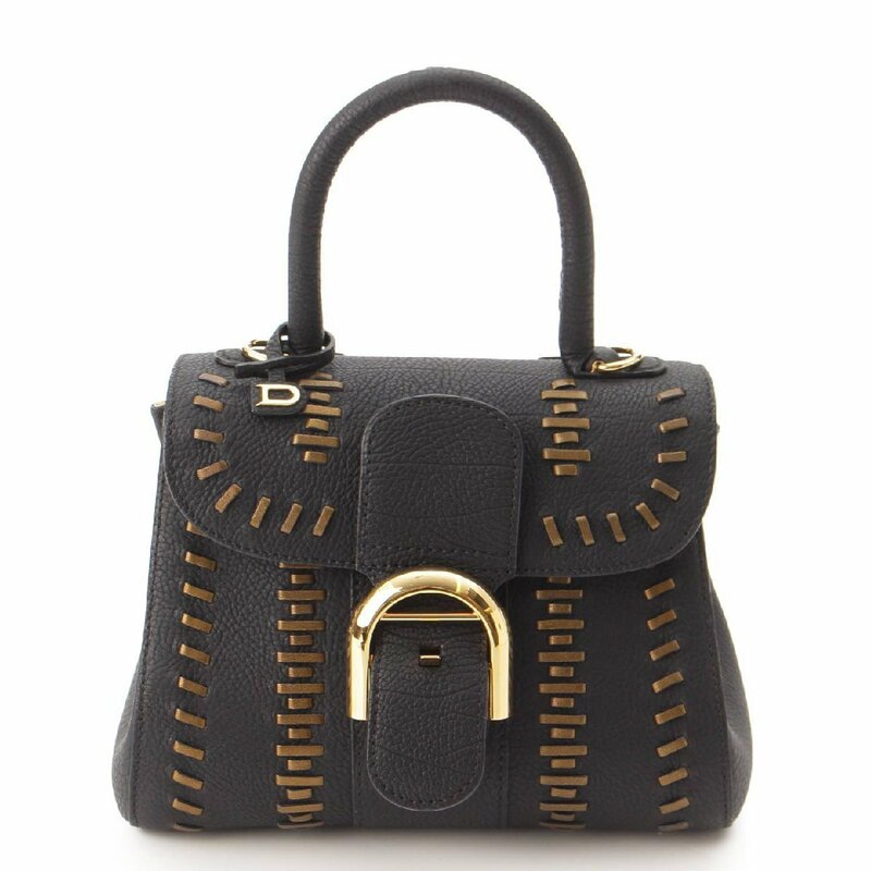 【デルヴォー】Delvaux　ブリヨン クリスピーカーフ トライバルステッチ 2wayバッグ ブラック 【中古】【正規品保証】197227