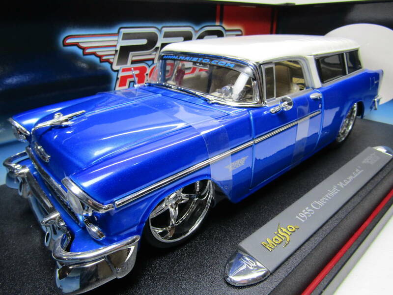 CHEVY NOMAD 1955 Chevrolet Bel Air 1/18 シボレー ノマド ベルエア blue Nomadoer Hot Rod Loｗrider PRORODZ 50s V8 ワゴンバン 深リム 