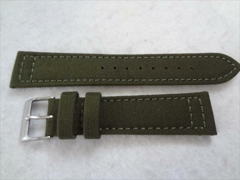 腕時計バンド 20mm 緑色 コーデュラ CORDURA(ナイロンより耐久性、強度あり) ベルト 緑 グリーン Hadley Roma