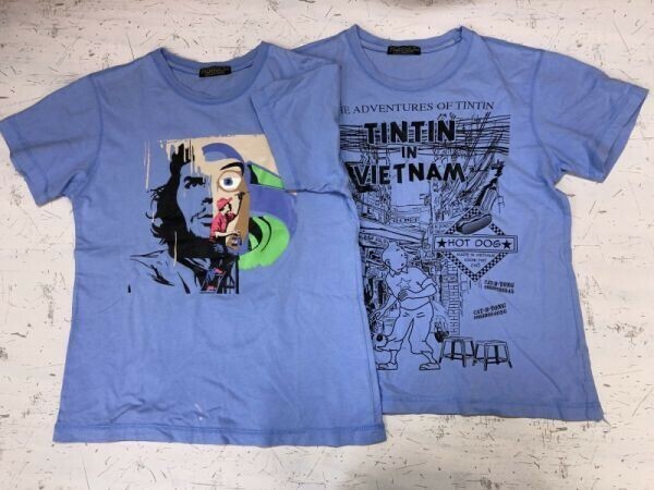 PADAYA ベトナム スーベニア お土産 デザイン アート チェ・ゲバラ バズ・ライトイヤー タンタンの冒険 Tシャツ 2点セット メンズ S 水色