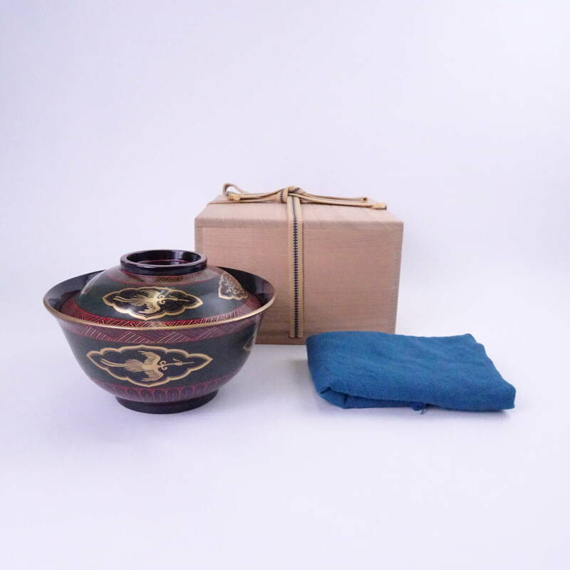 外蒔絵 陶器 蓋物 豊楽 木具写 合せ箱付き 時代物 茶道具 菓子器 漆芸 漆器 工芸品 