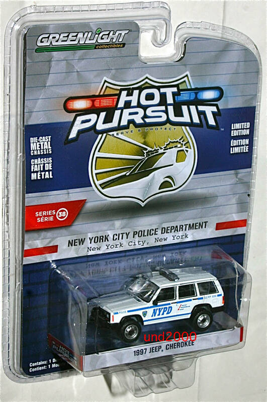 Greenlight 1/64 1997 Jeep Cherokee ジープ チェロキー NYPD ポリスカー ニューヨーク市警 Police グリーンライト Hot Pursuit