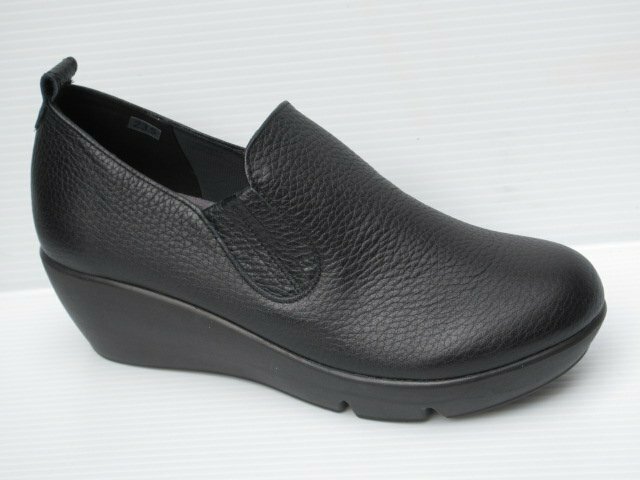 セール 22.0cm Mb 34-417 黒 本革 日本製 サイドゴア スリッポン 婦人 靴 レディース ウエッジ ソール カジュアル ウォーキング シューズ